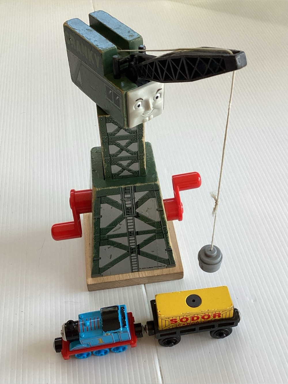 Thomas & Friends Cranky the Crane Sodor Cargo Co Car Wooden Railway Vintage 2001